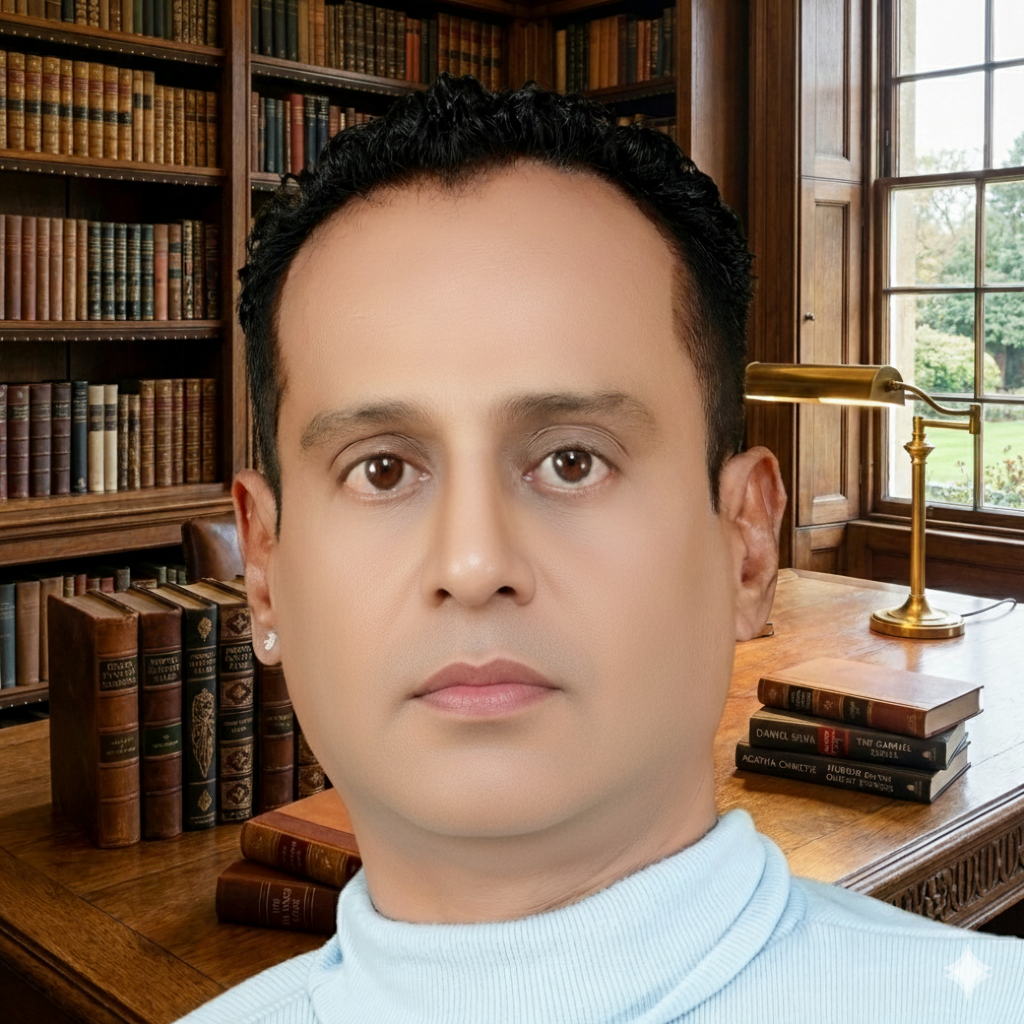 Portrait of Sharath Shivani, author of literary thrillers, fantasy, and mystery fiction